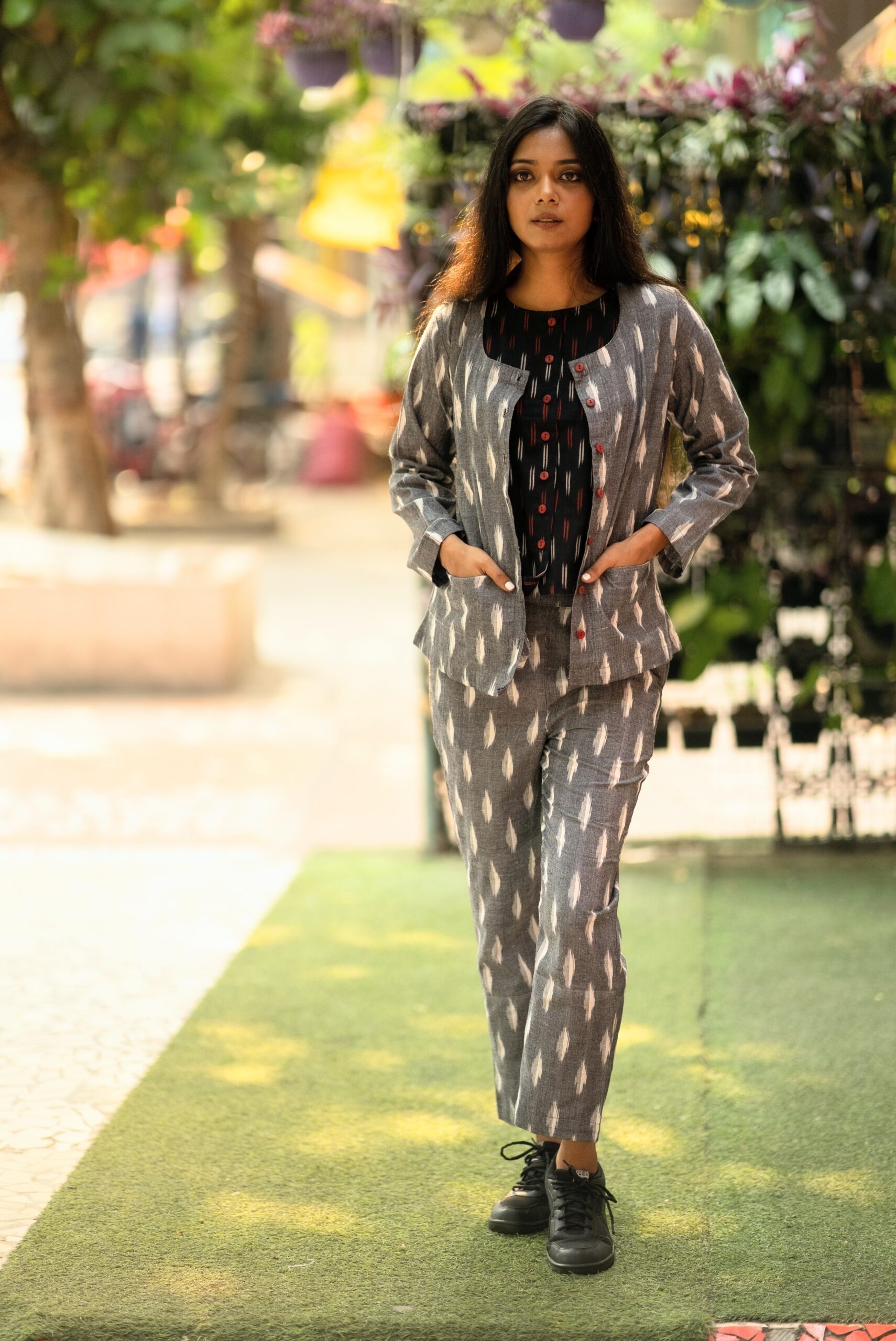 Three Piece Ikkat Co-ord Set