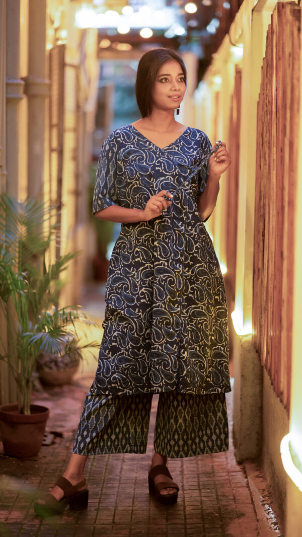 Indigo Anarkali Kurta and Straight Pant Set