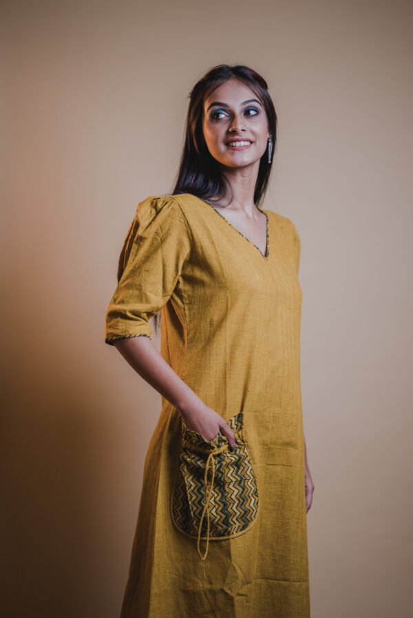 sachin and babi light blue dress Mustard Yellow Wrap Front Midi Dress main image 0