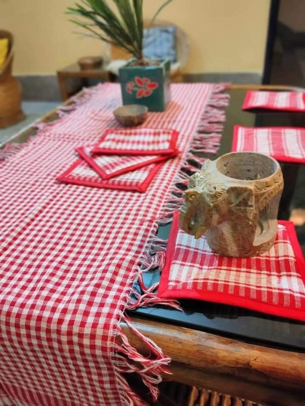 Gamchha Tea Table Runner and Coasters Set