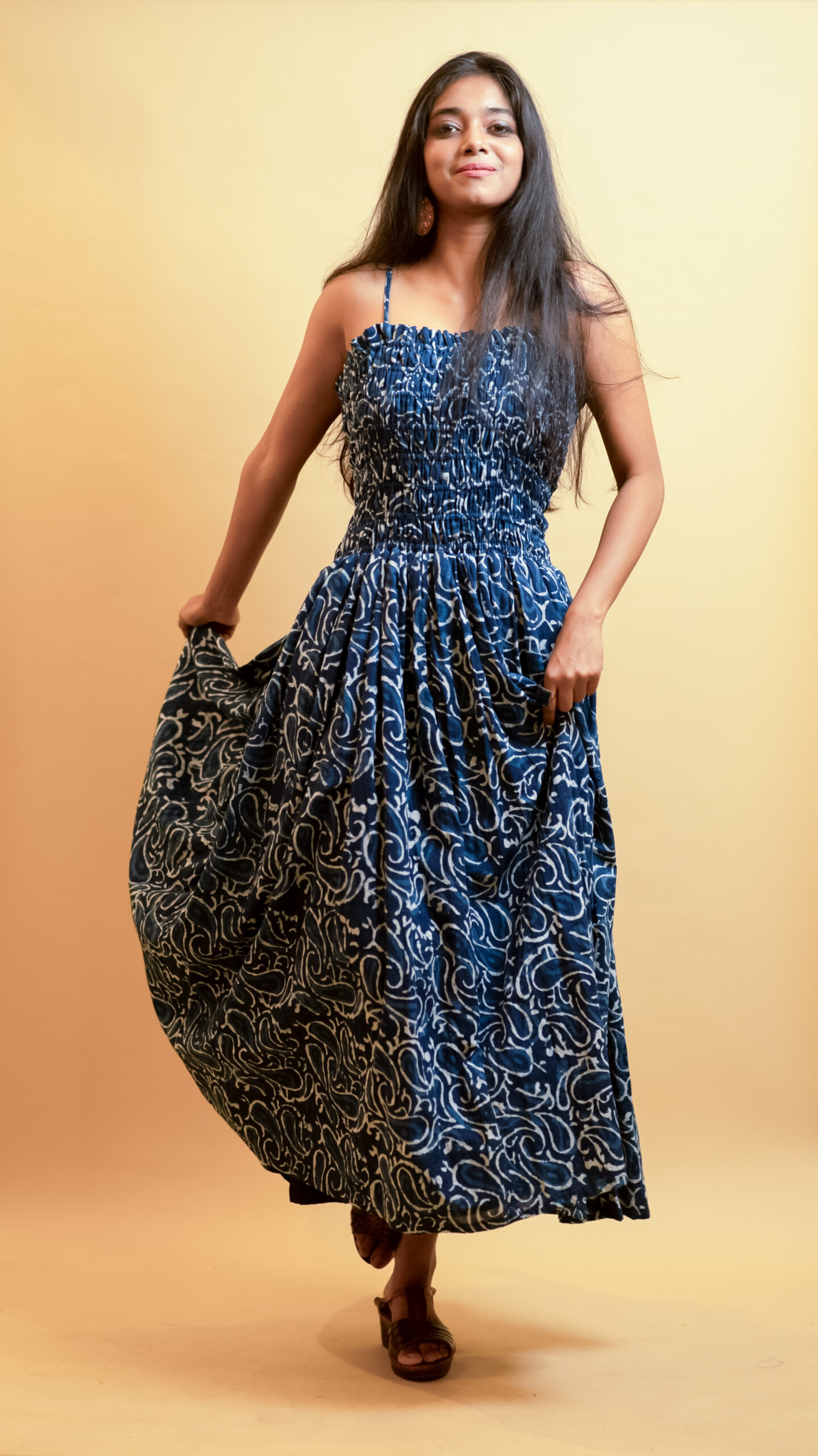 Indigo Honeycomb Spaghetti Dress - Image 2