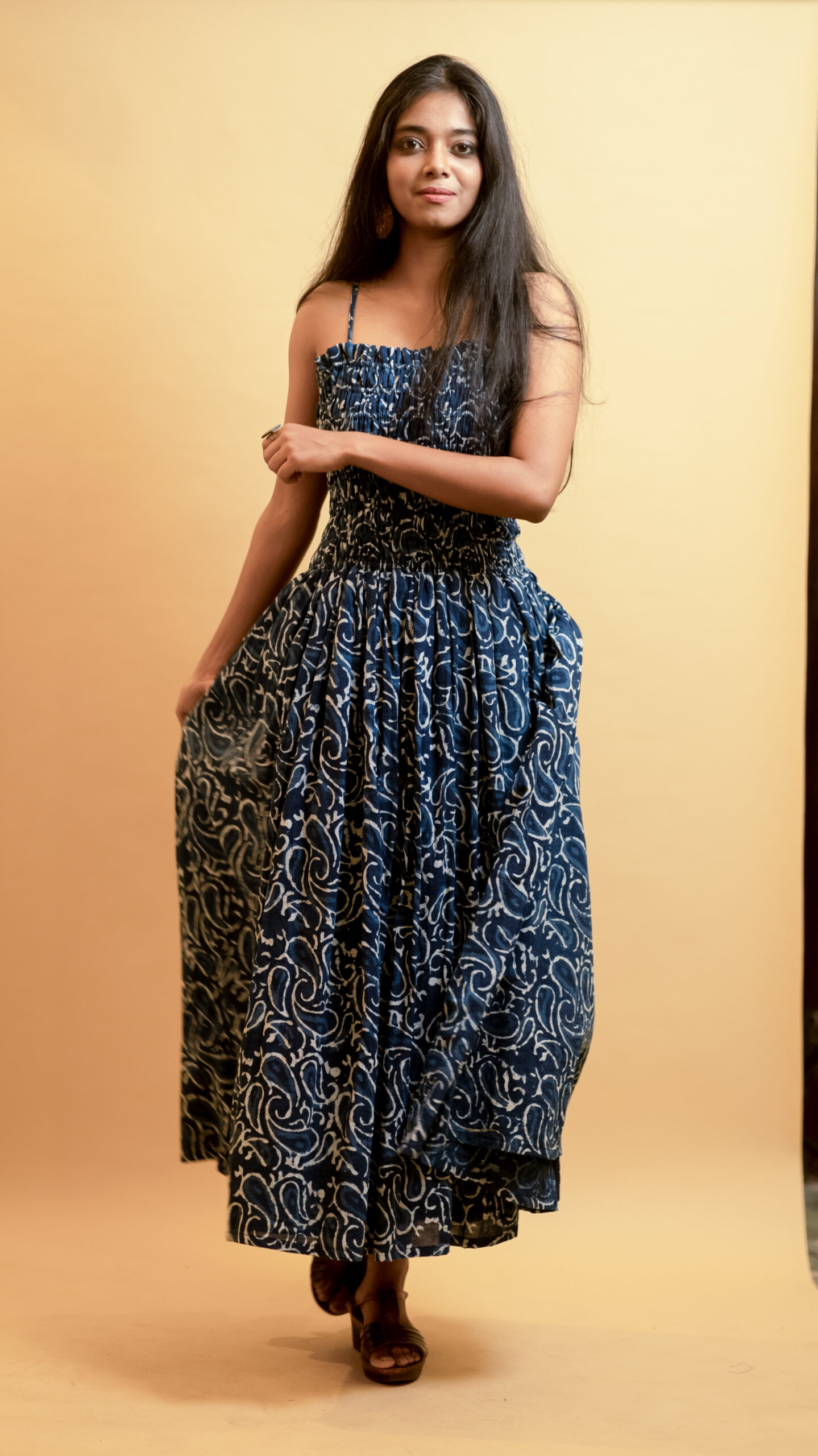 Indigo Honeycomb Spaghetti Dress - Image 4