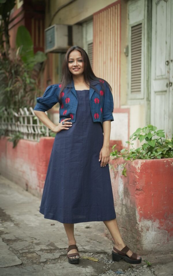 Ladybug Embroidery Bolero Jacket with A-Line Sleeveless Inner