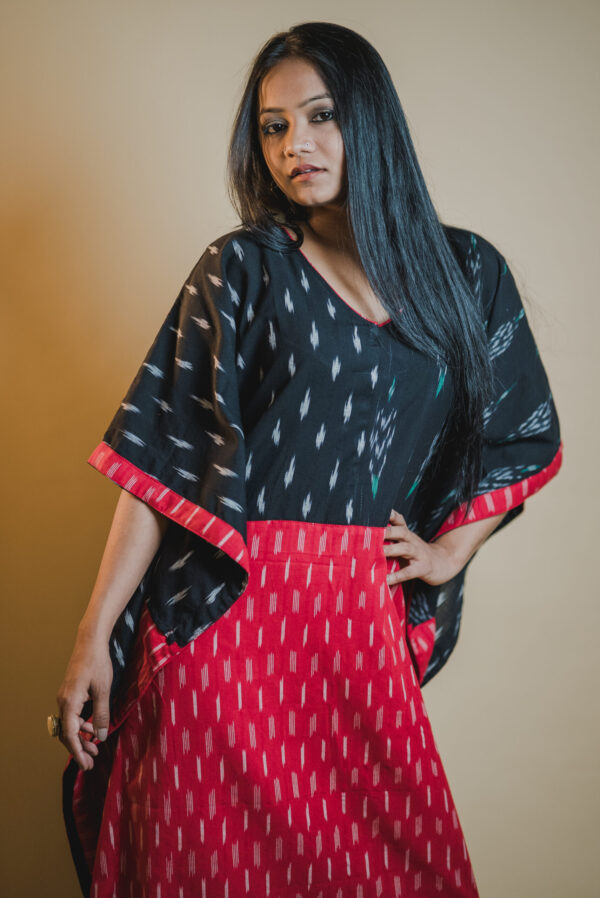 Black & Red Ikkat Long Kaftaan
